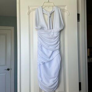 NWT White Zara Ruched Halter neck Body-con Size XS